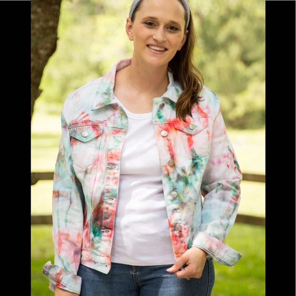 This jacket was also inspired by the ocean. Seaglass, seafoam, and coral.